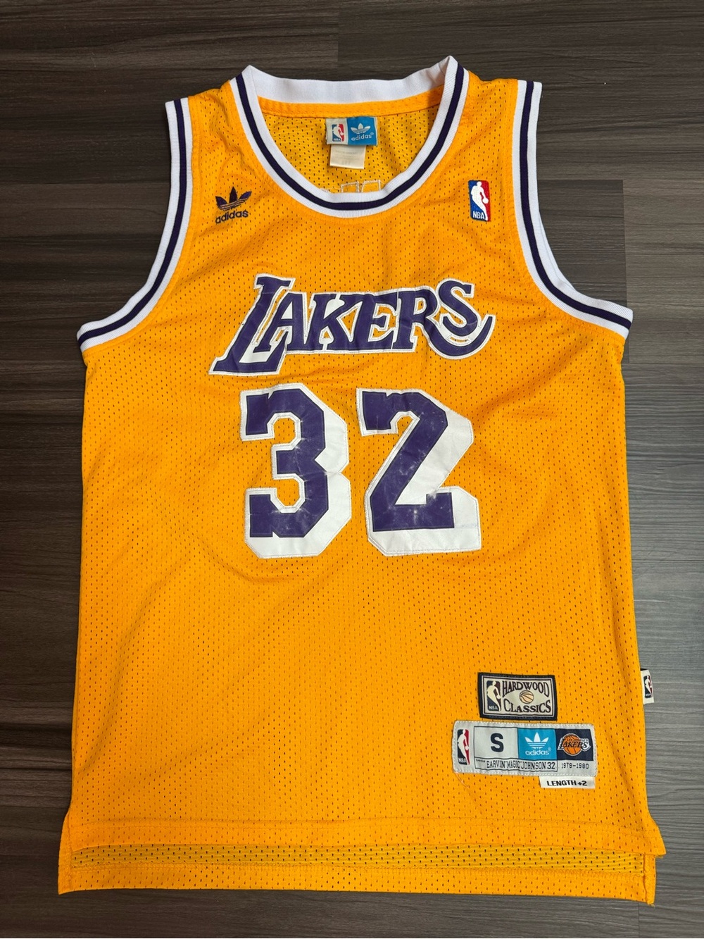 Adidas NBA Hardwood Classics Magic Johnson #32 Los Angeles Lakers Jersey Men S+2